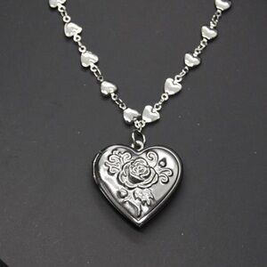Silver Locket with Heart Chain